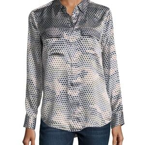 Equipment 100% Silk Women's Camouflage Dot Button Down Shirt
